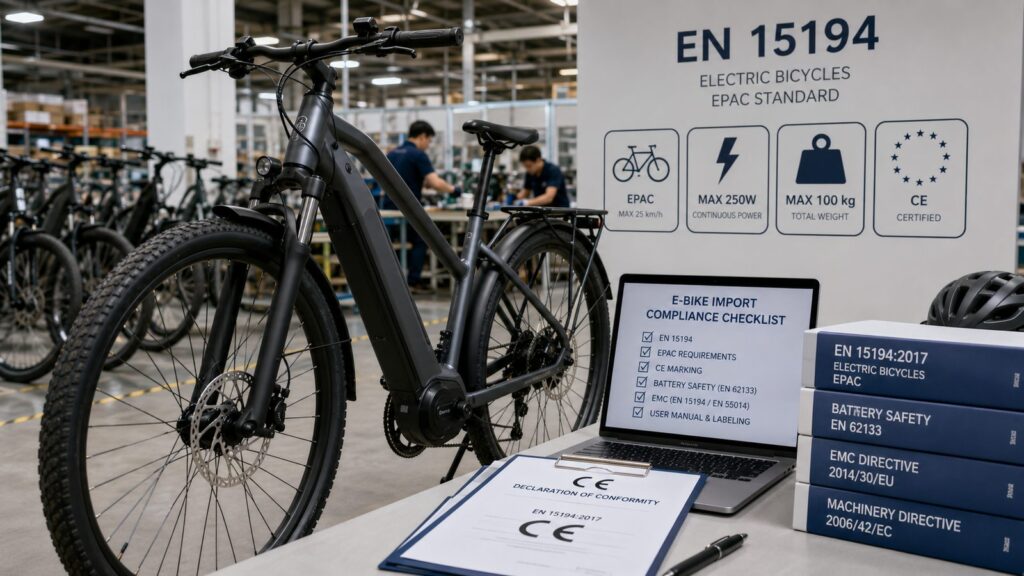Importar bicicletas electricas desde China: EN 15194, EPAC y normativa completa